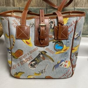 Dooney & Bourke Canvas & Leather “Cowgirl “ Shoulder Bag  10” x 10” x 6” VGC